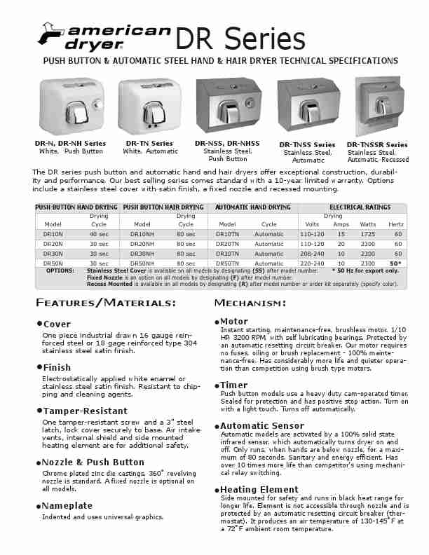 American Dryer Hair Dryer DR-TN-page_pdf